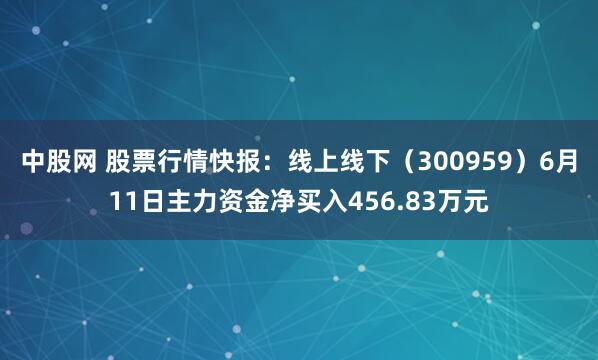 中股网 股票行情快报：线上线下（300959）6月11日主力资金净买入456.83万元